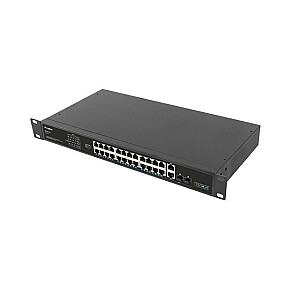 Lanberg 19" POE+ slēdžu statīvs 24x 100 Mbps PoE+ /2x SFP ETHERNET 360 W