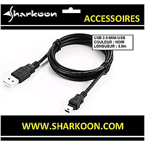 Sharkoon USB 2.0 AB Mini melns 3,0 m