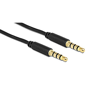 Audio atbloķēšanas kabelis 3,5 mm vīrišķais/vīrietis 4 kontaktu melns 0,5 m