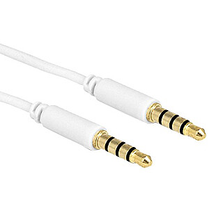 Audio atbloķēšanas kabelis 3,5 mm vīrišķais/vīrišķais 4 kontaktu balts 3,0 m