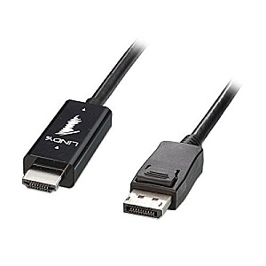 Sharkoon DisplayPort 1.2 - HDMI 4K - aktīvs - 1 m - balts