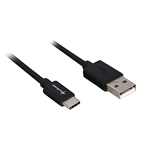 Sharkoon USB 2.0 A–USB C adapteris — melns — 3 m
