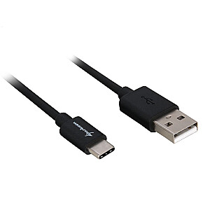 Sharkoon USB 2.0 A–USB C adapteris — melns — 0,5 m