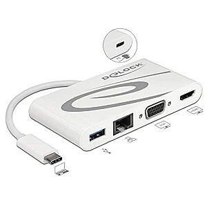 Док-станция DeLOCK USB C 3.1 &gt; HDMI 4K + VGA + LAN + USB, адаптер