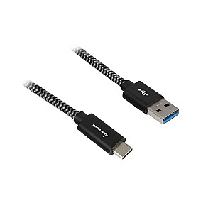 Sharkoon USB 3.1 AC melns/pelēks 0.5m - alumīnijs + pinums