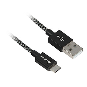 Sharkoon USB 2.0 AB melns/pelēks 0.5m - alumīnijs + pinums