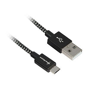 Sharkoon USB 2.0 AB melns/pelēks 3,0 m - alumīnijs + bize