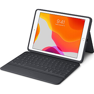 DE Layout — Logitech Rugged Folio для iPad 7-го и 8-го поколения, черный — 920-009313