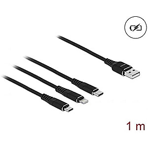 DeLOCK USB 3в1 Lightn. mUSB/USB-C 1 м — 87155 черный