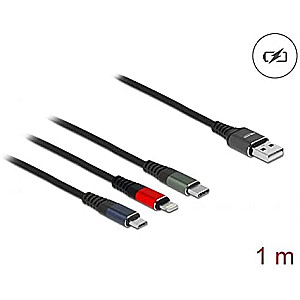 DeLOCK USB 3in1 Lightn. mUSB / USB-C 1 m - 87277 3 krāsu