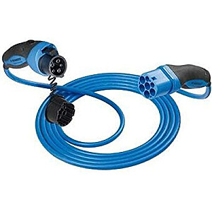 Mennekes uzlādes kabelis, 3. režīms, 2. tips &gt; 1. tips, 20 A, 1 fāze (zils/melns, 7,5 metri)