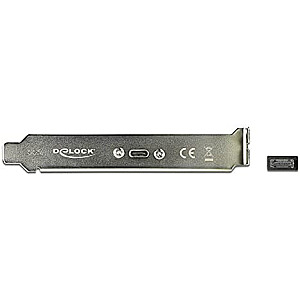 DeLOCK slota kronšteins ar 1 USB Type-C portu, adapteri (melns, 50 cm)