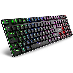 Раскладка DE — Sharkoon PureWriter RGB, игровая клавиатура (черная, Kailh Choc Low Profile Blue)