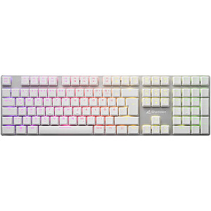 Раскладка DE — Sharkoon PureWriter RGB, игровая клавиатура (белая, Kailh Choc Low Profile Blue)