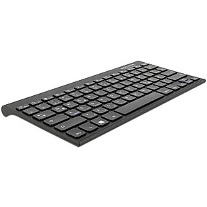 DE izkārtojums — DeLOCK Bluetooth mini tastatūra (melna, Windows/Android/iOS)