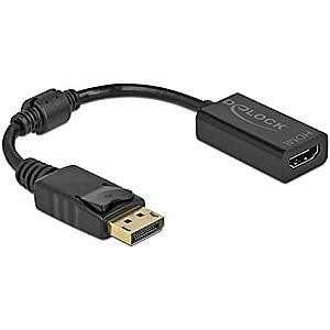 DeLOCK DisplayPort 1.1 vīrieša-HDMI mātītes adapteris, pasīvs (melns, 15 cm)