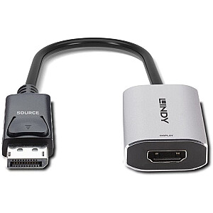 Конвертер Lindy DisplayPort 1.4 > HDMI 8K, адаптер (черный/серый, 11 см)