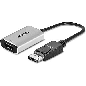 Конвертер Lindy DisplayPort 1.4 > HDMI 8K, адаптер (черный/серый, 11 см)