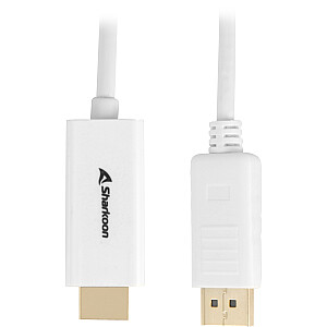 Кабель-адаптер Sharkoon Displayport 1.2 — HDMI 4K Белый, 2 м ACTIVE 4Kx2K, 60 Гц