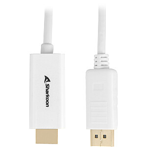 Sharkoon Displayport 1.2–HDMI 4K adaptera kabelis balts, 2 m ACTIVE 4Kx2K, 60 Hz