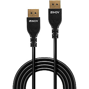 Кабель Lindy DisplayPort 1.4, тонкий (черный, 3 метра)