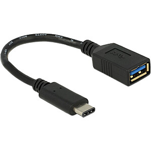 DeLOCK USB 3.2 Gen 1 adapteris, USB-C vīriņš &gt; USB-A mātīte (melns, 15 cm)