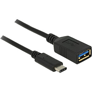 DeLOCK USB 3.2 Gen 1 adapteris, USB-C vīriņš > USB-A mātīte (melns, 15 cm)