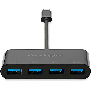 Kensington CH1200 USB-C 4 portu centrmezgls, USB centrmezgls (melns)