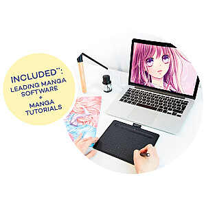 Wacom Intuos S ar Bluetooth grafikas planšetdatoru (melns, Manga izdevums)