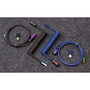 Keychron USB 3.2 Gen 1, спиральный кабель премиум-класса «Авиатор», вилка USB-C > вилка USB-C (черная, 1,08 метра, угловая вилка)
