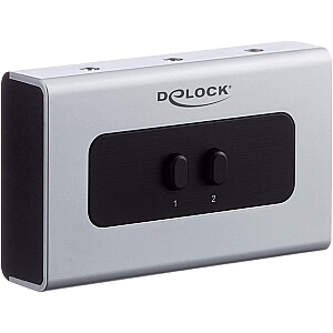 Разъем переключателя DeLOCK 3,5 мм, 2 порта, двунаправленный ручной, переключатель (серый/черный)