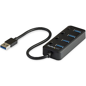 4-ПОРТОВЫЙ КОНЦЕНТР USB 3.0 С ВКЛ/ВЫКЛ/С ИНДИВИДУАЛЬНЫМИ ПЕРЕКЛЮЧАТЕЛЯМИ ВКЛ/ВЫКЛ