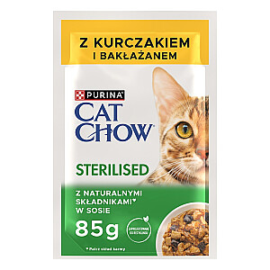 PURINA Cat Chow стерилизованная курица и баклажаны — влажный корм для кошек — 4 x 85 г