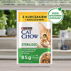 PURINA Cat Chow sterilizēta vista un baklažāni - mitrā kaķu barība - 4 x 85g