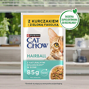 PURINA Cat Chow Hairball с курицей и фасолью — влажный корм для кошек — 4 x 85 г