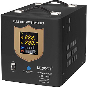 Uninterruptible power supply KEMOT PROsinus-2000 converter with pure sine wave and charging function 12V 230V 2000VA/1200W - black color