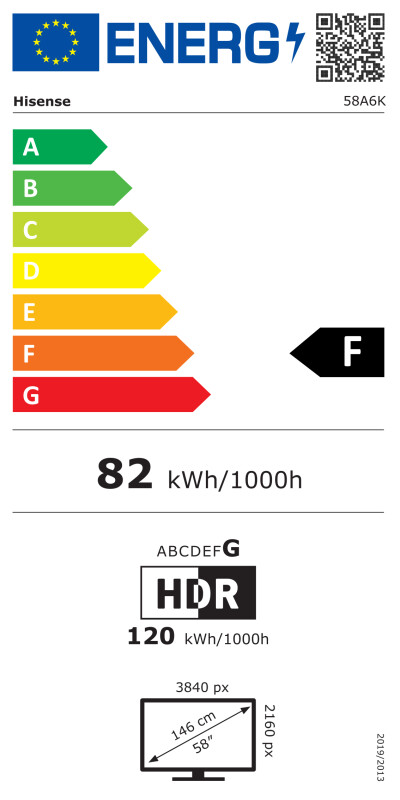 Hisense 58A6K LED televizors (147 cm (58 collas), melns, trīskāršs uztvērējs, UltraHD/4K, HDR)