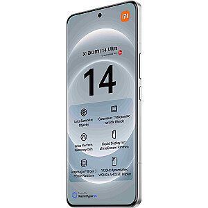 Xiaomi 14 Ultra 6,73 collas, divas SIM kartes, 5G, USB Type-C, 16 GB, 512 GB, 5000 mAh, balts