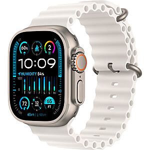 Apple Watch Ultra 2, viedpulkstenis (balts, 49 mm, okeāna aproce, titāna korpuss, mobilais)