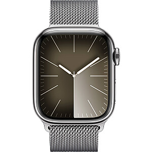 Apple Watch Series 9, viedpulkstenis (sudrabs/sudrabs, nerūsējošais tērauds, 41 mm, Milānas rokassprādze, mobilais)