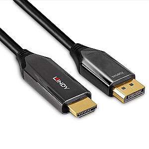 Lindy Active DisplayPort uz HDMI 8K60 adaptera kabelis (melns, 2 metri)