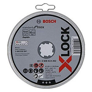 Отрезной диск Bosch X-LOCK Standard для Inox 125 мм, прямой (10 шт., 125 x 1 x 22,23 мм)