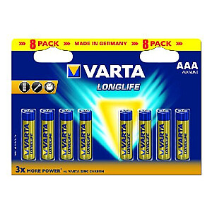 Varta Longlife Extra LR03, šarminis, 1,5V, vnt. 8 (4103-101-328)