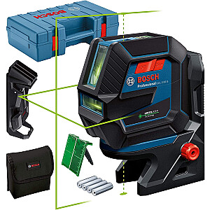 Комбинированный лазер Bosch GCL 2-50 G Professional, с потолочным зажимом, перекрестный лазер (синий/черный, зеленые лазерные линии, с кронштейном RM10 Professional)