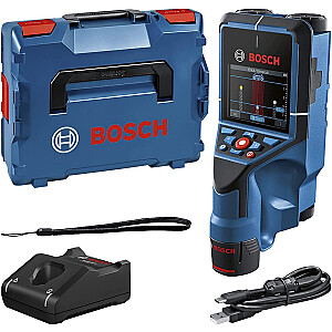 Bosch Wallscanner D-tect 200 C Professional, 12 V, lokators (zils/melns, 2,0 Ah litija jonu akumulators, L-BOXX 136)