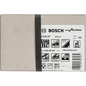Virzuļzāģa asmens Bosch S 922 HF Elastīgs kokam un metālam, 100 gab. (garums 150 mm)