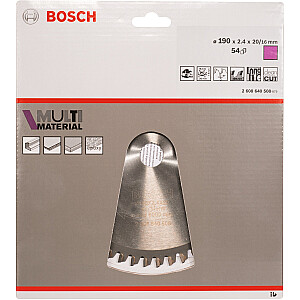Bosch Multi Material ripzāģa asmens, 190 mm, 54Z (diametrs 20 mm, rokas ripzāģiem)