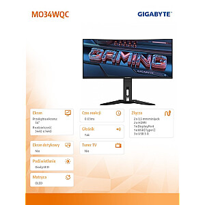 Монитор 34 дюйма MO34WQC OLED WQHD 2xHDMI DP USB-C