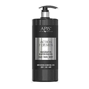 APIS Action For Men 3in1 drėkinamasis gelis kūno, veido ir plaukų plovimui 1000ml