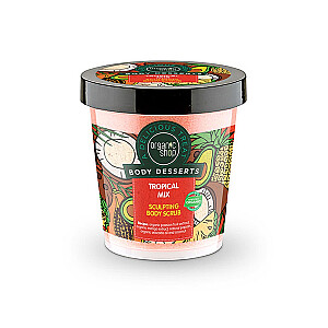 ORGANIC SHOP Body Desserts Tropical Mix Sculpting Body Scrub modeliuojantis kūno šveitiklis su tropinių vaisių aromatu 450ml